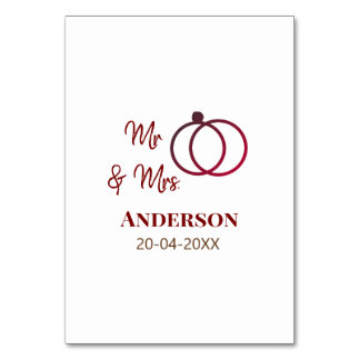 Mr & Mrs add family name date year wedding favour  Table Number