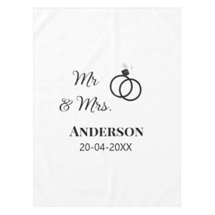 Mr & Mrs add family name date year wedding favour  Tablecloth