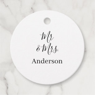 Mr & Mrs add family name date year wedding favour  Tags