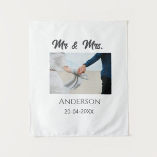 Mr & Mrs add family name date year wedding favour Tapestry