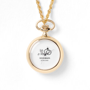 Mr & Mrs add family name date year wedding favour  Watch