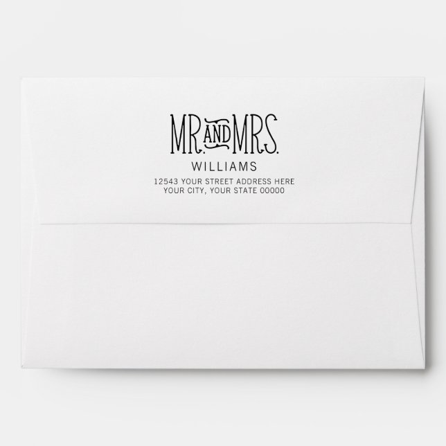 Mr. & Mrs. Address Back Gold Geometric Envelope (Back (Top Flap))