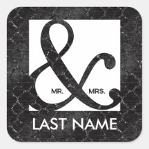 Mr. & Mrs. Ampersand Black Glitter Sticker