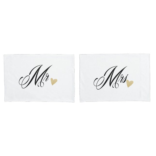 Mr. & Mrs. and heart Pillowcase (Front-Set)