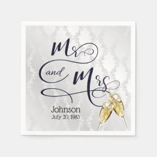Mr & Mrs. Anniversary Champagne Toast Napkin