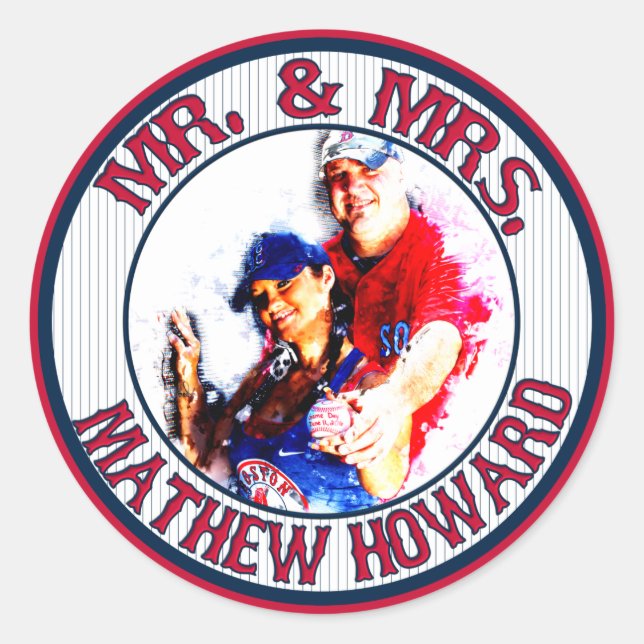 Mr-Mrs Baseball-Stickers-Envelope Seals-HOWARD Classic Round Sticker (Front)