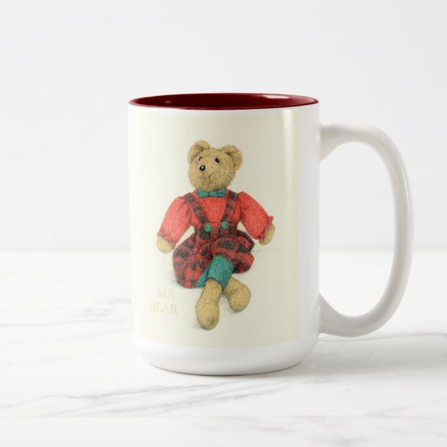 MR. & MRS. BEAR Tall Maroon Two-Tone Mug (Right)
