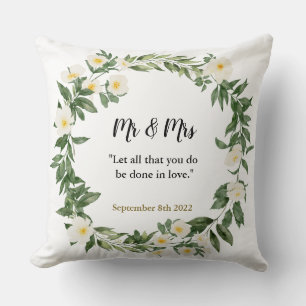 Mr & Mrs bible scripture wedding anniversary gift Cushion