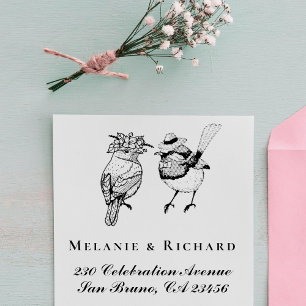 Mr & Mrs Birds Wedding Names Script Return Address Self-inking Stamp