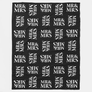 Mr. & Mrs. Black and White Pattern Fleece Blanket