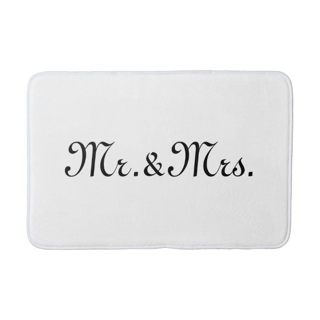Mr. & Mrs. black white Bath Mat (Front)