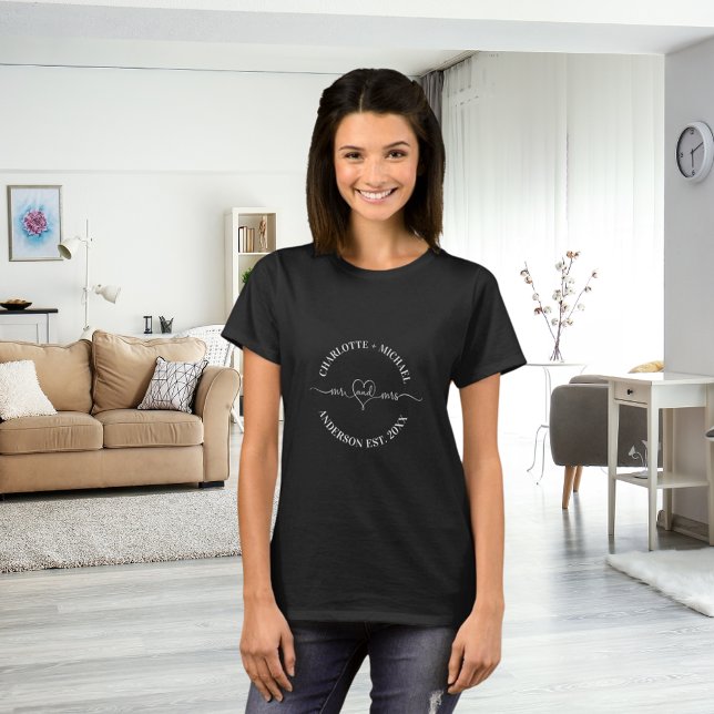 Mr mrs black white newlyweds names T-Shirt (Creator Uploaded)