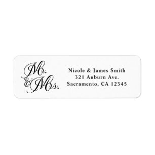 Mr. & Mrs. Black White Script Wedding Invitation