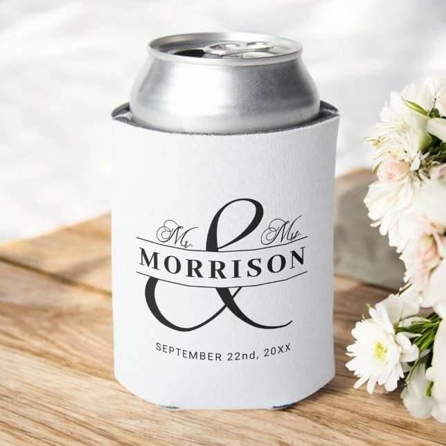  Mr Mrs Black White Wedding Favour Can Cooler (Creator Uploaded)