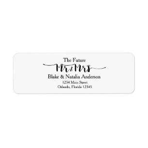 Mr & Mrs Black White Wedding Return Address Label