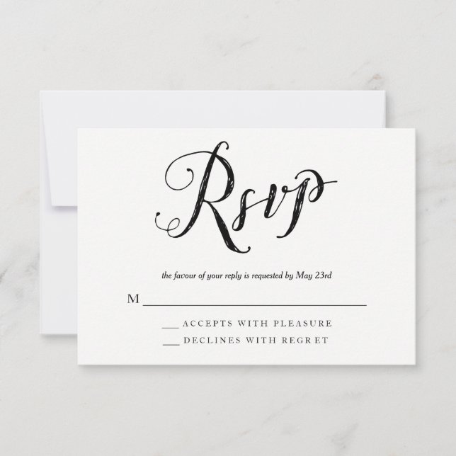 Mr & Mrs Black & White Wedding RSVP Response Cards (Front)