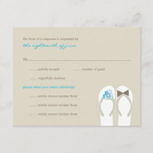 Mr & Mrs Blue Flip Flops Beach Wedding RSVP Card
