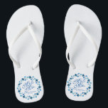 Mr. & Mrs. Blue Floral Wedding Flip Flops<br><div class="desc">For further customisation,  please click the "Customise" button and use our design tool to modify this template. If the options are available,  you may change text and image by simply clicking on "Edit/Remove Text or Image Here" and add your own. Designed by Sketchepedia / Freepik.</div>
