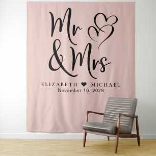 Mr Mrs Blush Pink Wedding Tapestry