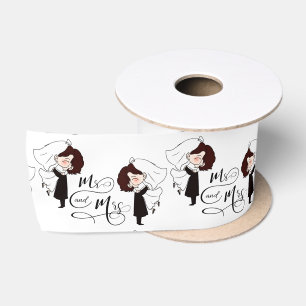 Mr. & Mrs. Bride and Groom Happiness Satin Ribbon