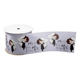 Mr. & Mrs. Bride and Groom Happiness Satin Ribbon