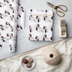 Mr. & Mrs. Bride and Groom Happiness Wrapping Paper
