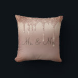 Mr. & Mrs Bronze Glitter Wedding Keepsake Elegant Cushion<br><div class="desc">Beautiful bronze satin-look glitter "Mr. & Mrs."I love you" pillow.  How pretty this would be on a bed or chase lounge in a bedroom.  One side is for the new Mr. and Mrs.  The other side has “I Love You” typography.</div>