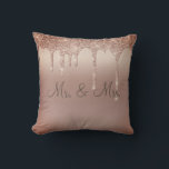 Mr. & Mrs Bronze Glitter Wedding Keepsake Elegant Cushion<br><div class="desc">Beautiful bronze satin-look glitter "Mr. & Mrs."I love you" pillow.  How pretty this would be on a bed or chase lounge in a bedroom.  One side is for the new Mr. and Mrs.  The other side has “I Love You” typography.</div>