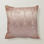 Mr. & Mrs Bronze Glitter Wedding Keepsake Elegant Cushion<br><div class="desc">Beautiful bronze satin-look glitter "Mr. & Mrs."I love you" pillow.  How pretty this would be on a bed or chase lounge in a bedroom.  One side is for the new Mr. and Mrs.  The other side has “I Love You” typography.</div>
