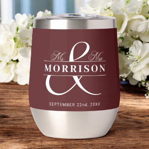Mr Mrs Burgundy Wedding Favour