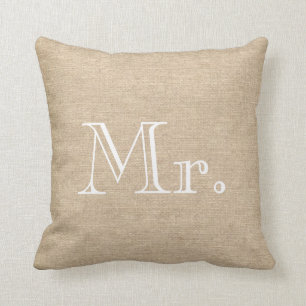 Mr. & Mrs. Burlap Pillow