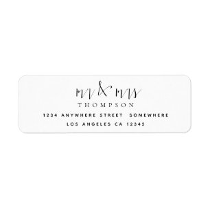 Mr Mrs Calligraphy Return Name Address Label