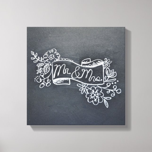 mr & mrs chalkboard art canvas print (Front)