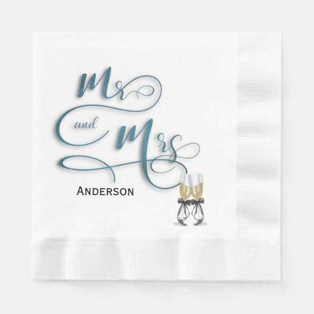 Mr & Mrs. champagne toast Napkin (Front)