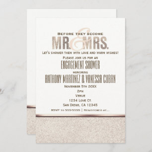 Mr. & Mrs. Champange Sparkle Engagment Invitation