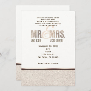 Mr. & Mrs. Champange Sparkle Wedding Invitation