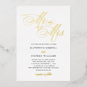 Mr & Mrs Classic Calligraphy Wedding Gold