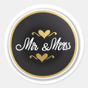 Mr. & Mrs. Classic Round Sticker