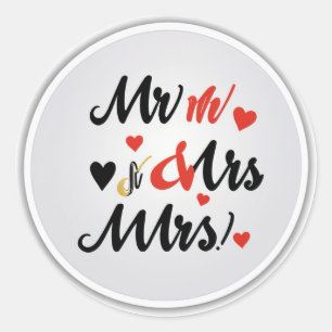 Mr. & Mrs. Classic Round Sticker