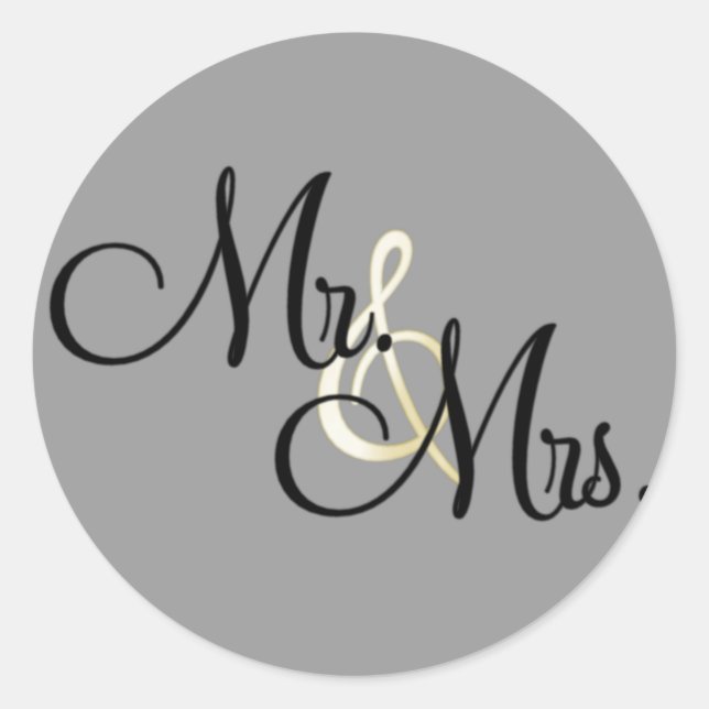 Mr. & Mrs. Classic Round Sticker (Front)