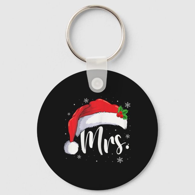 Mr Mrs Claus Christmas Couples Matching His And He Key Ring (Front)