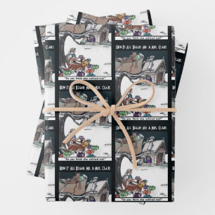 Mr. & Mrs. Claus How it All Began Wrapping Paper Sheet