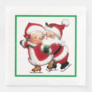Mr. & Mrs. Claus Ice skating Napkin