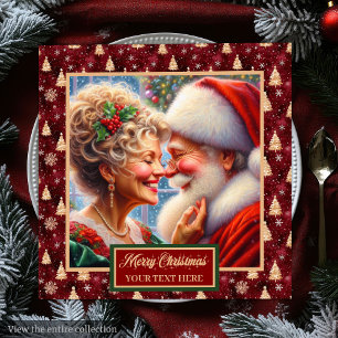 Mr. & Mrs. Claus Red Gold Green Napkins