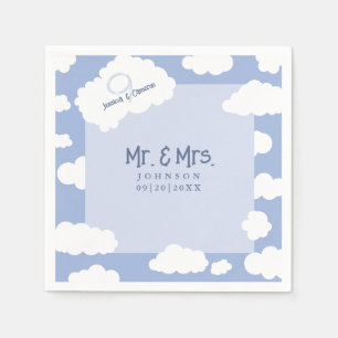 Mr & Mrs Cloud Nine 9 Cute Whimsical Wedding Party Napkin