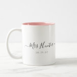 Mr & Mrs Coffee Mug - Pink Detailing<br><div class="desc">Celebrate your special day with a beautiful simple,  black and white mug. A perfect gift for the bride to be!</div>