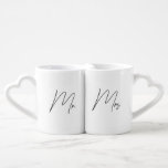 Mr. & Mrs.  Coffee Mug Set<br><div class="desc">Mr. & Mrs. heart shape handle mugs</div>