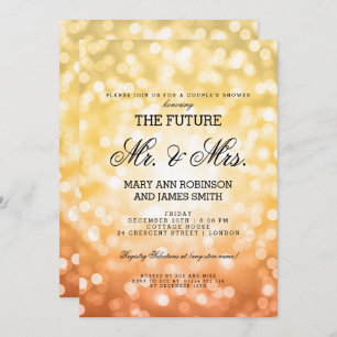Mr Mrs Couples Shower Autumn / Fall Bokeh Lights Invitation