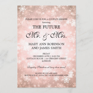 Mr Mrs Couples Shower Copper Winter Wonderland Invitation