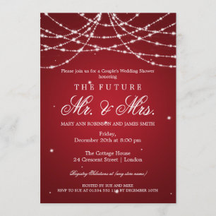 Mr Mrs Couples Shower Sparkling String Red Invitation